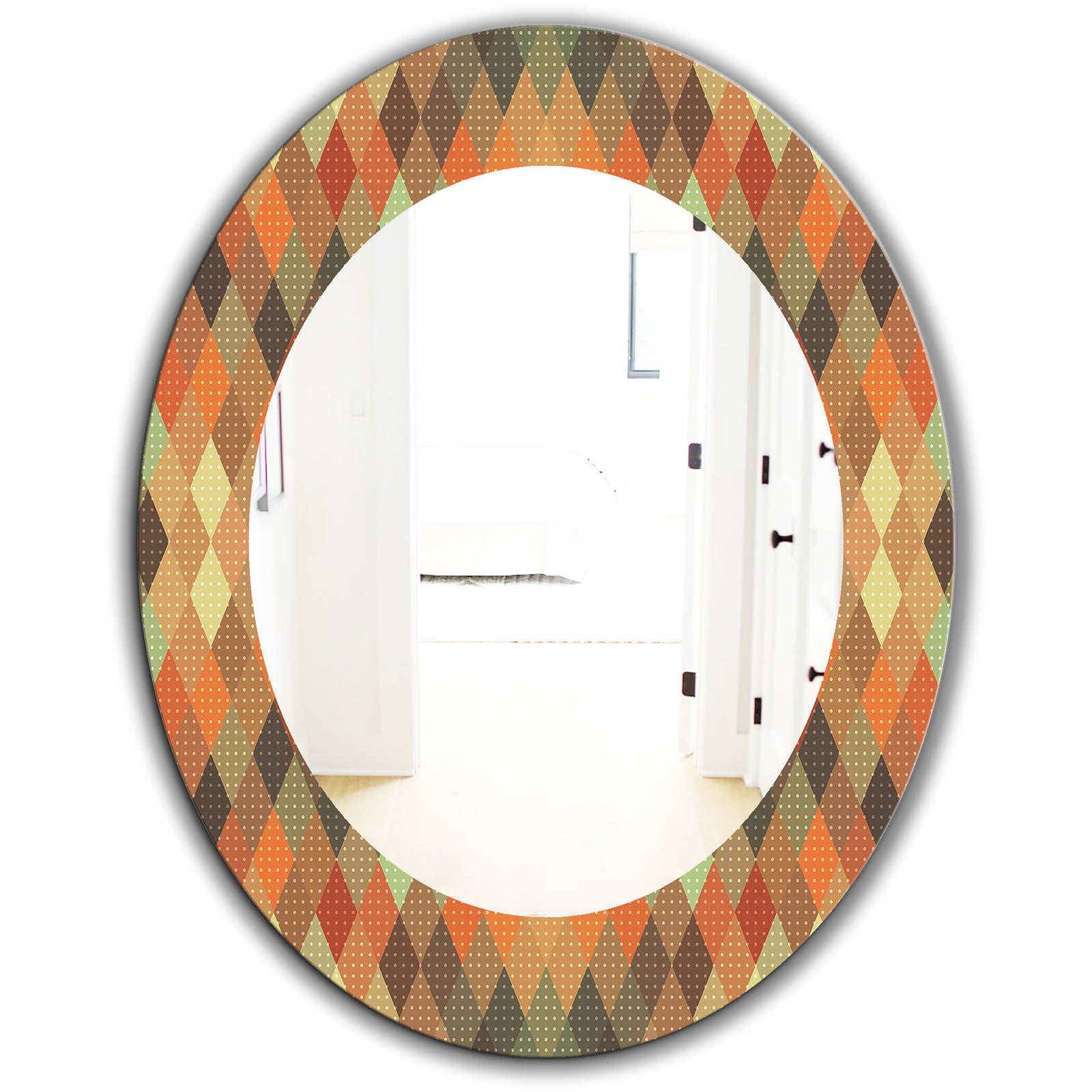 Triangular Colourfields 30 - Modern Mirror - Oval or Round Wall Mirror