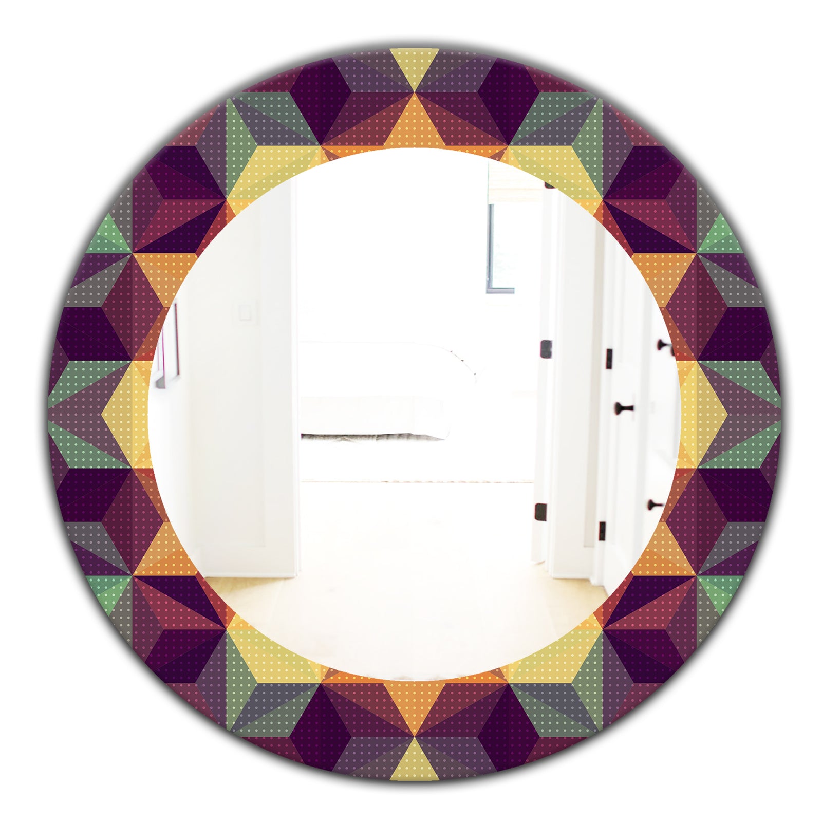 Triangular Colourfields 31 - Modern Mirror - Oval or Round Wall Mirror