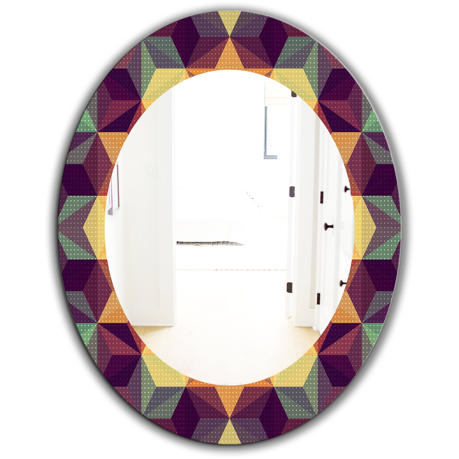 Triangular Colourfields 31 - Modern Mirror - Oval or Round Wall Mirror