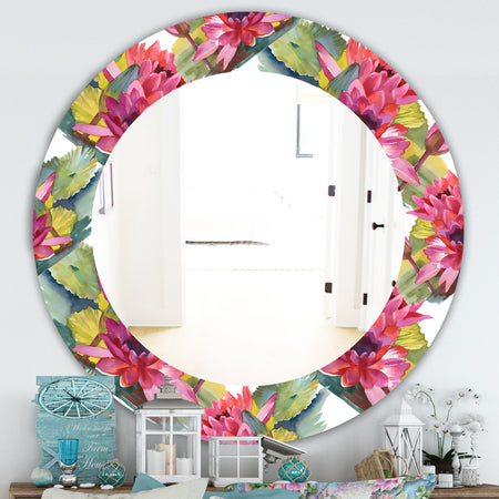 Pink Blossom 36 - Traditional Mirror - Oval or Round Wall Mirror