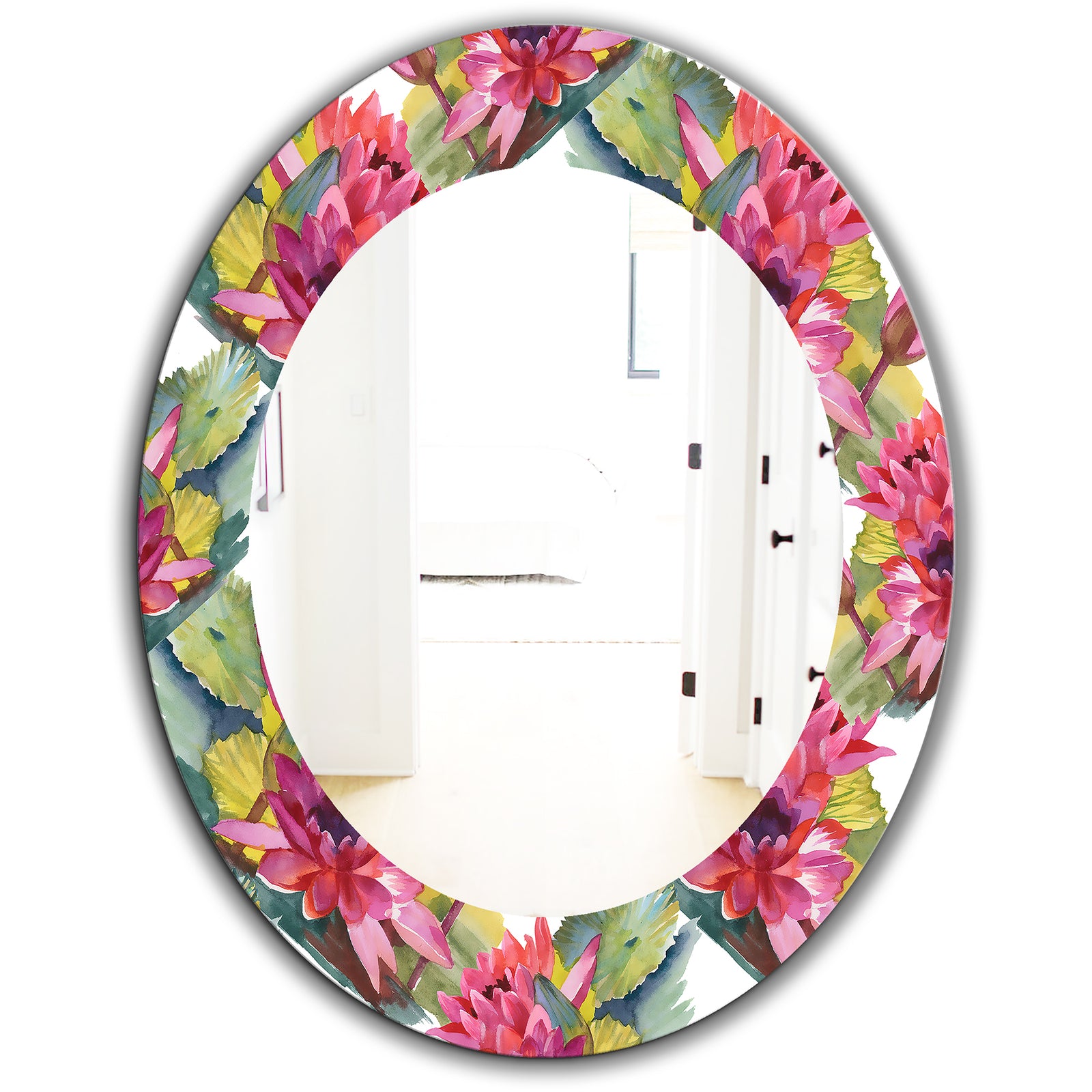 Pink Blossom 36 - Traditional Mirror - Oval or Round Wall Mirror