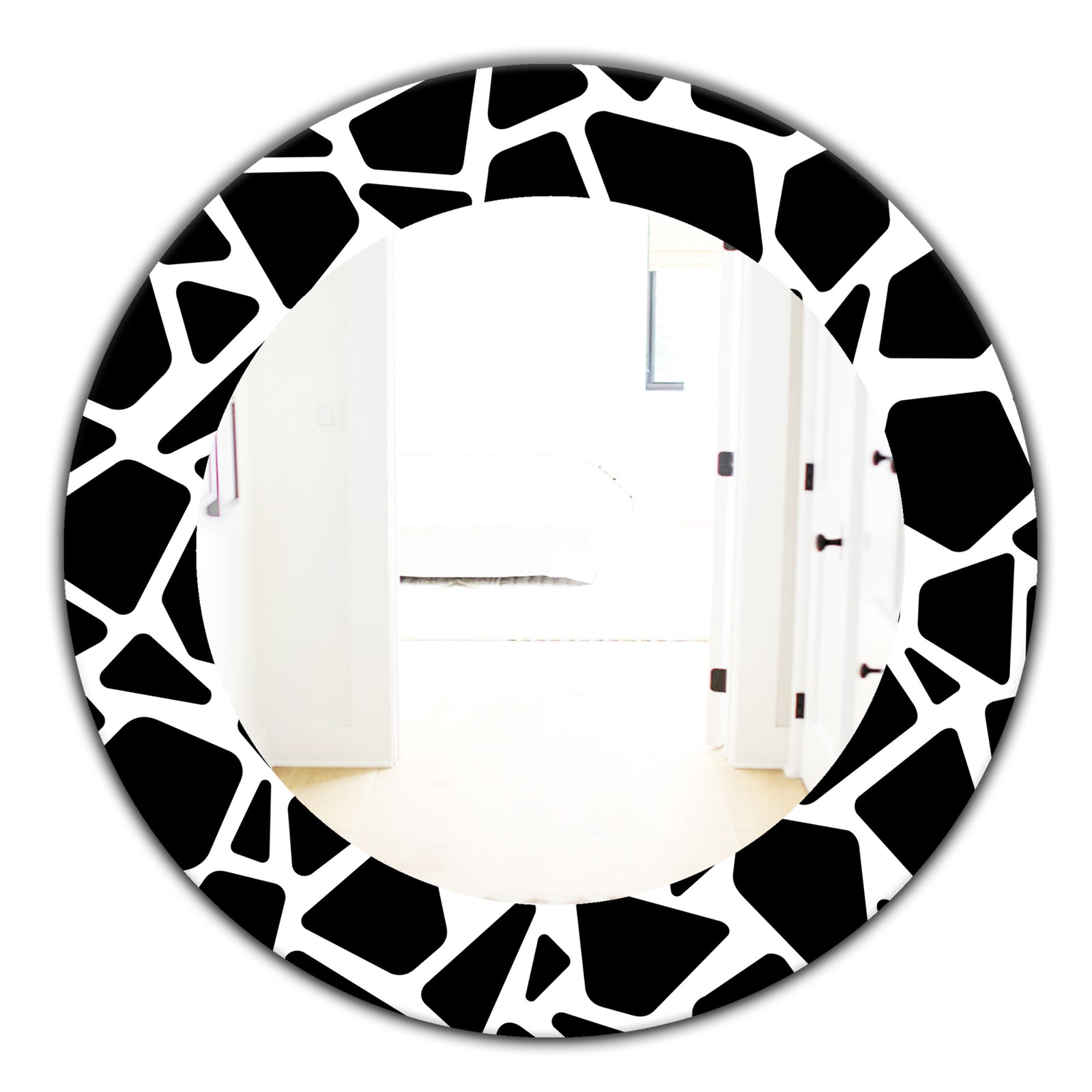 Black & White 6 - Mid-Century Modern Mirror - Oval or Round Wall Mirror