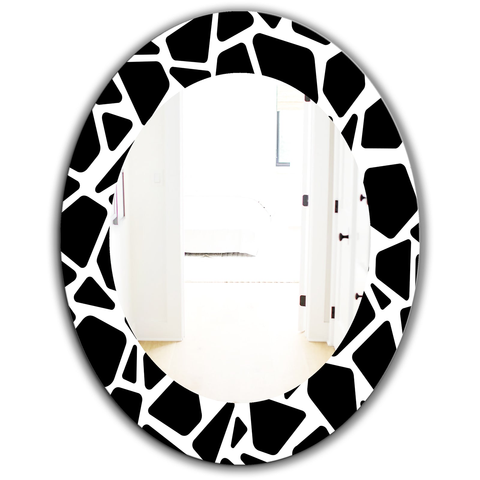 Black & White 6 - Mid-Century Modern Mirror - Oval or Round Wall Mirror