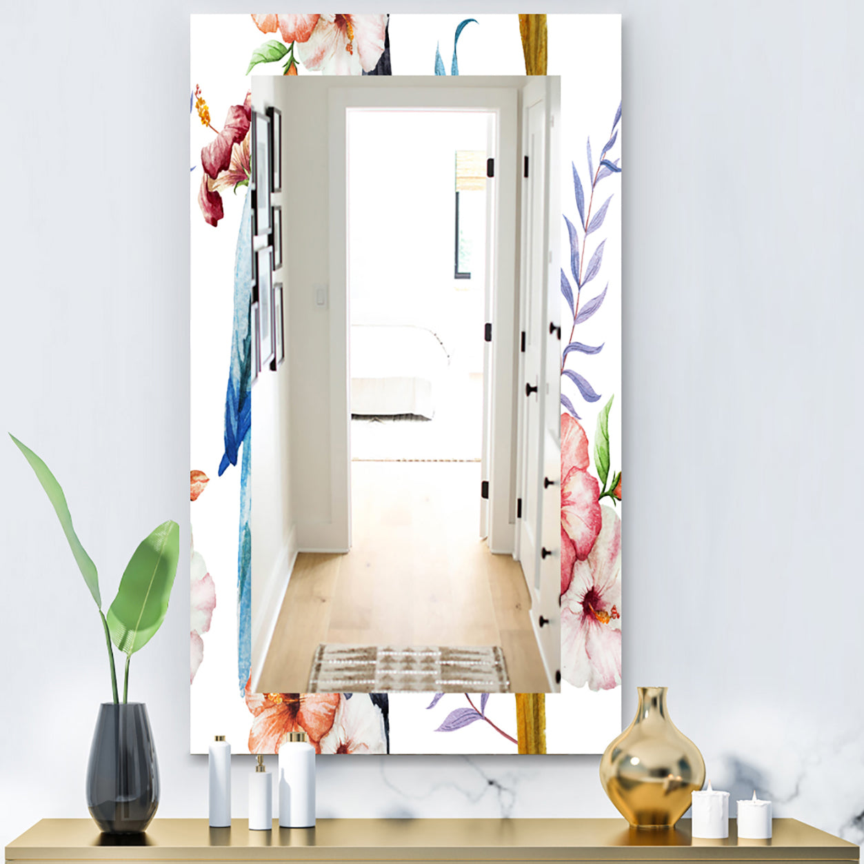 Pink Blossom 38 - Bohemian and Eclectic Mirror - Vanity Mirror