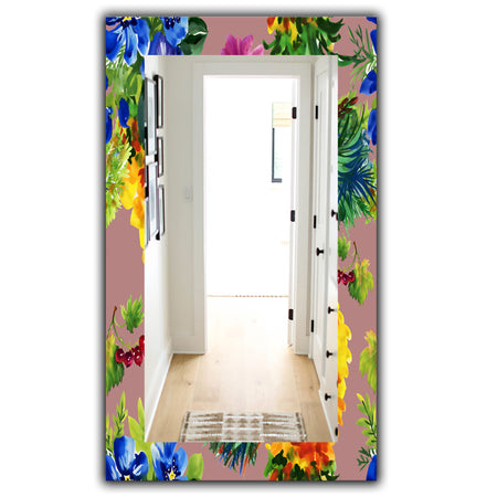 Flower With Little Red Berries - Traditional Mirror - Wall Mirror