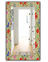 Red Purple and Little Blue Blossoming Flowers - Traditional Mirror - Vanity Mirror