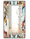 White Red and Blue and Brown Butterfly Pattern - Traditional Mirror - Wall Mirror