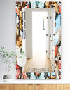 White Red and Blue and Brown Butterfly Pattern - Traditional Mirror - Wall Mirror