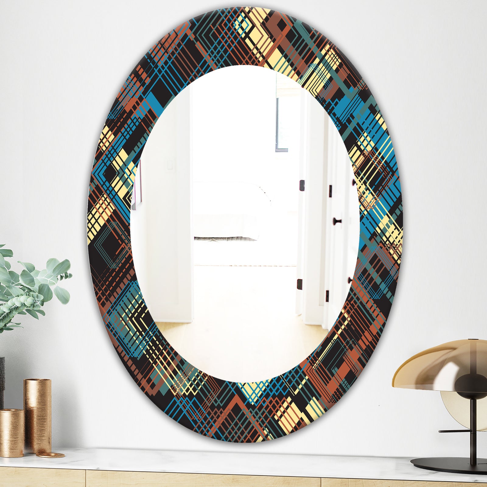 Obsidian Impressions 9 - Bohemian and Eclectic Mirror - Oval or Round Wall Mirror