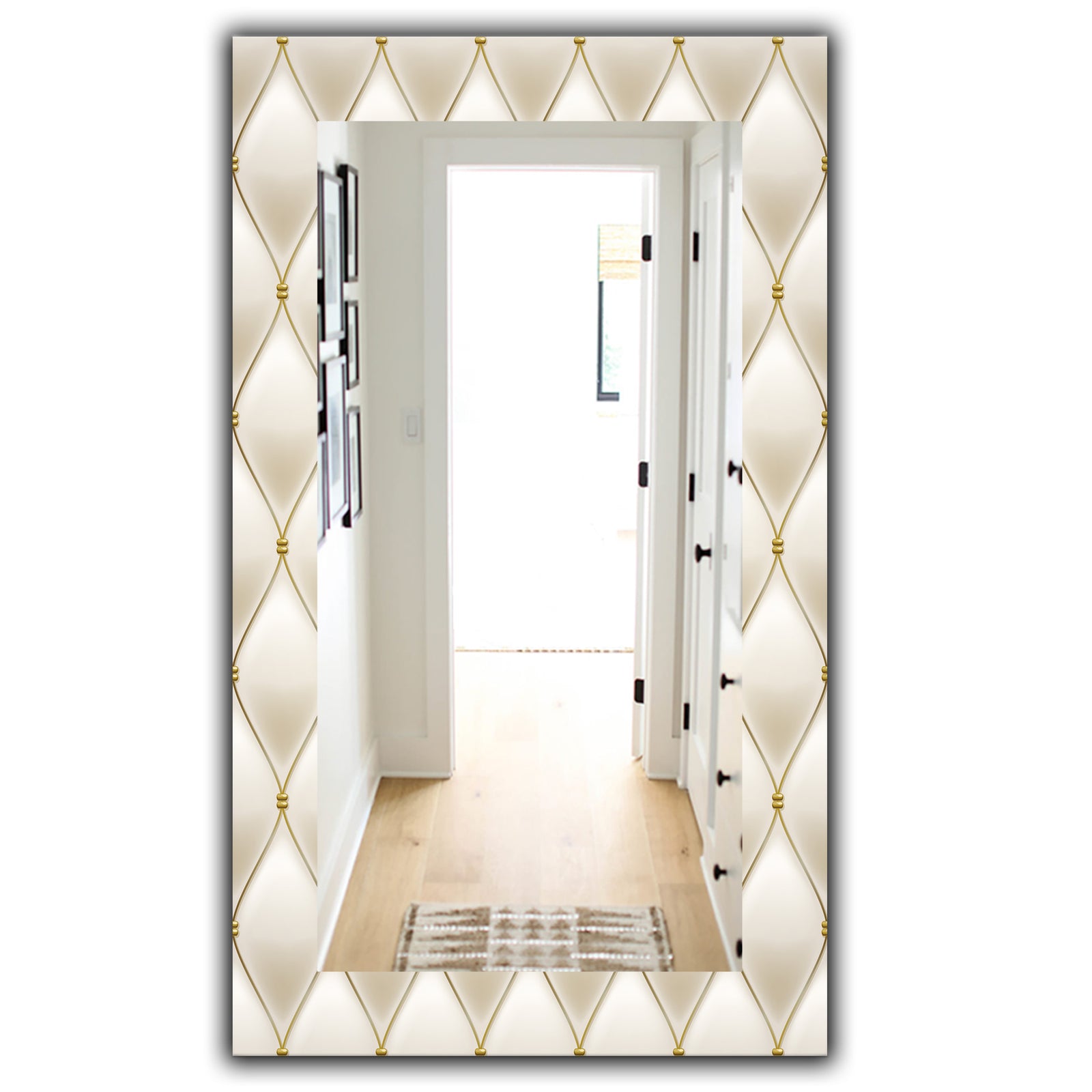 Fancy Leather Sofa - Bohemian and Eclectic Mirror - Vanity Mirror