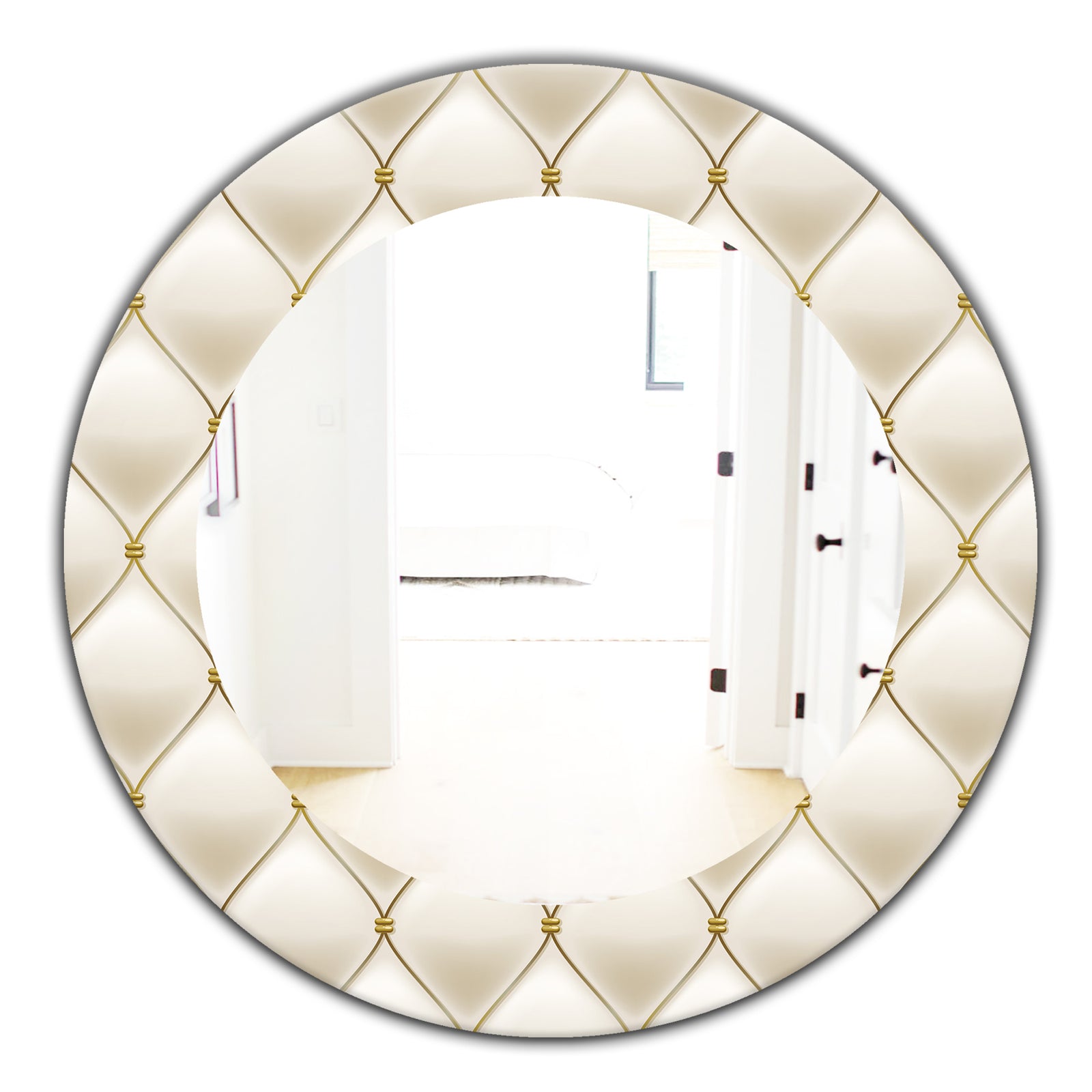 Fancy Leather Sofa - Bohemian and Eclectic Mirror - Oval or Round Wall Mirror