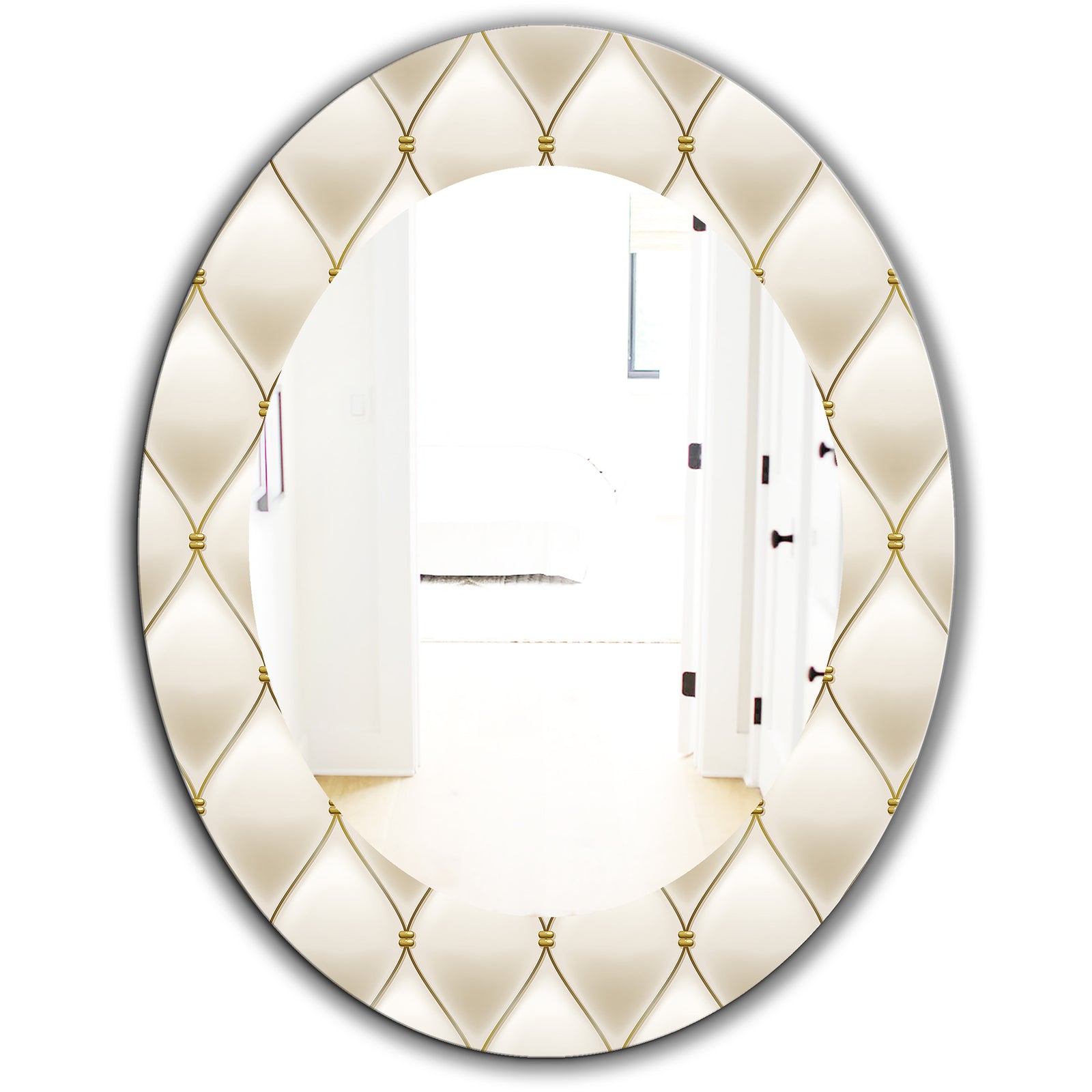 Fancy Leather Sofa - Bohemian and Eclectic Mirror - Oval or Round Wall Mirror