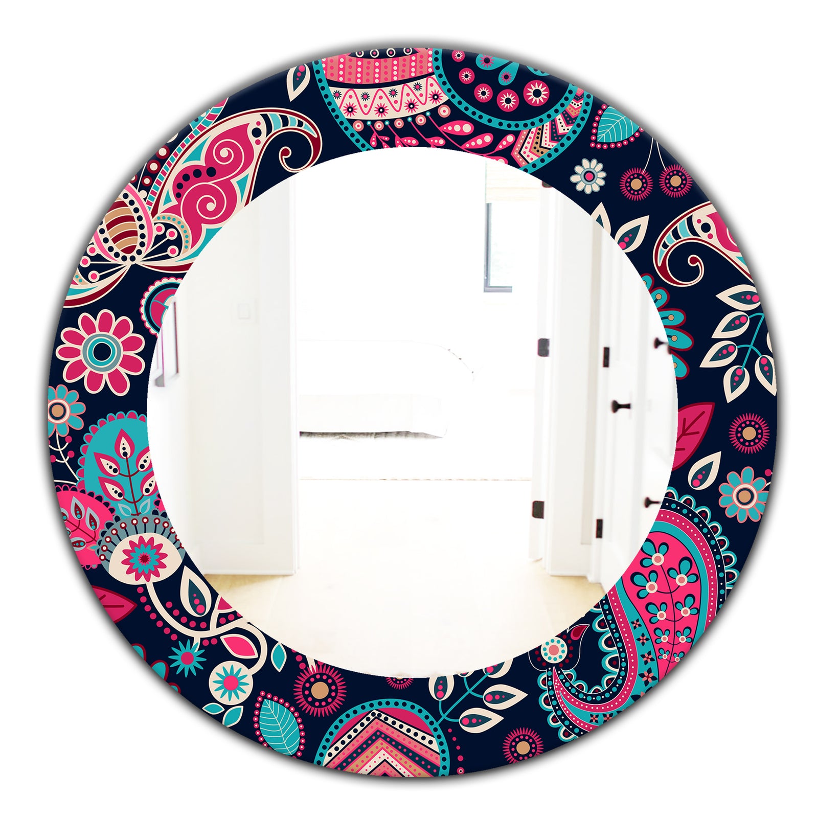 Obsidian Bloom 18 - Bohemian and Eclectic Mirror - Oval or Round Wall Mirror