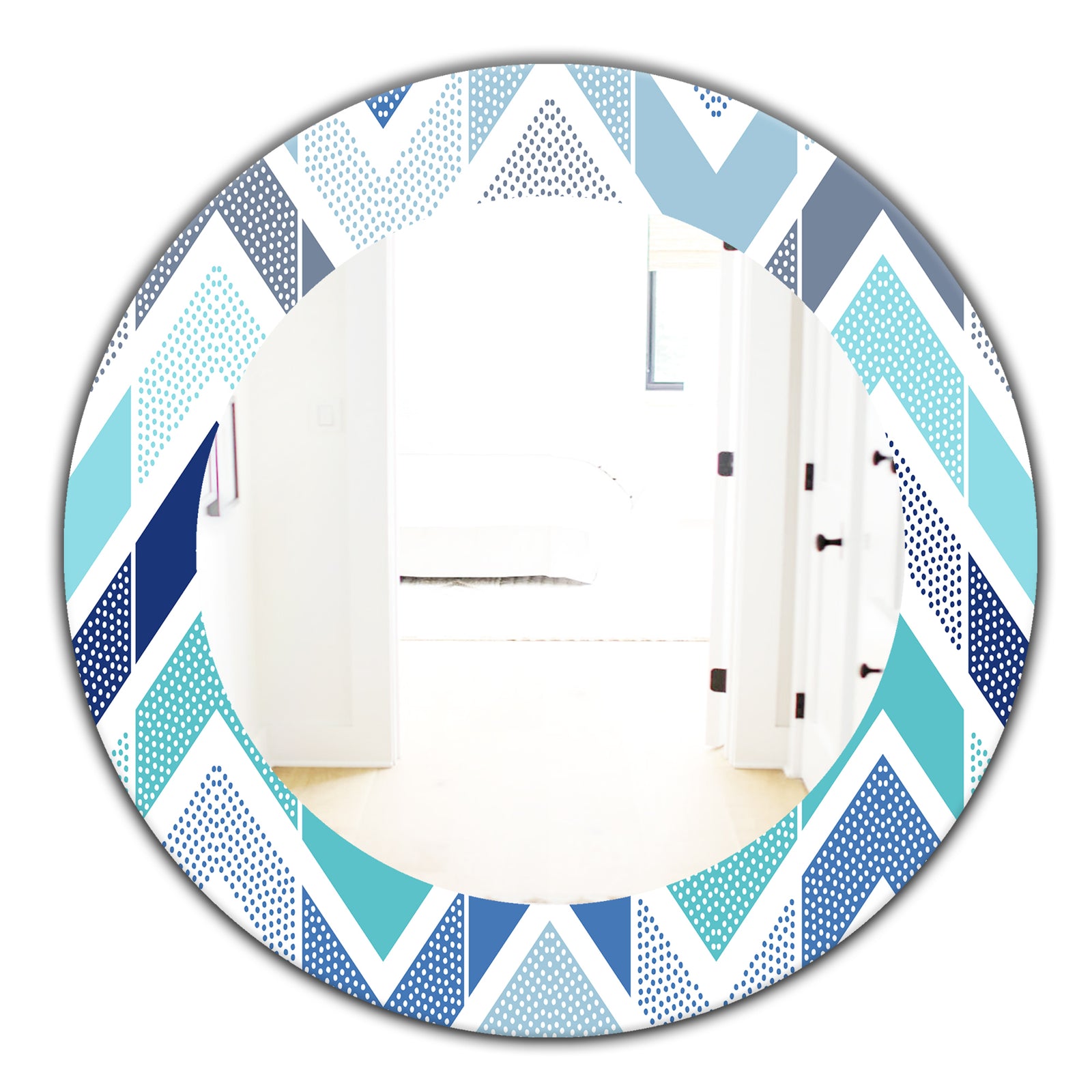 Porch & Den Del Rio Blue Dotted Geometric Pattern Frameless Mirror