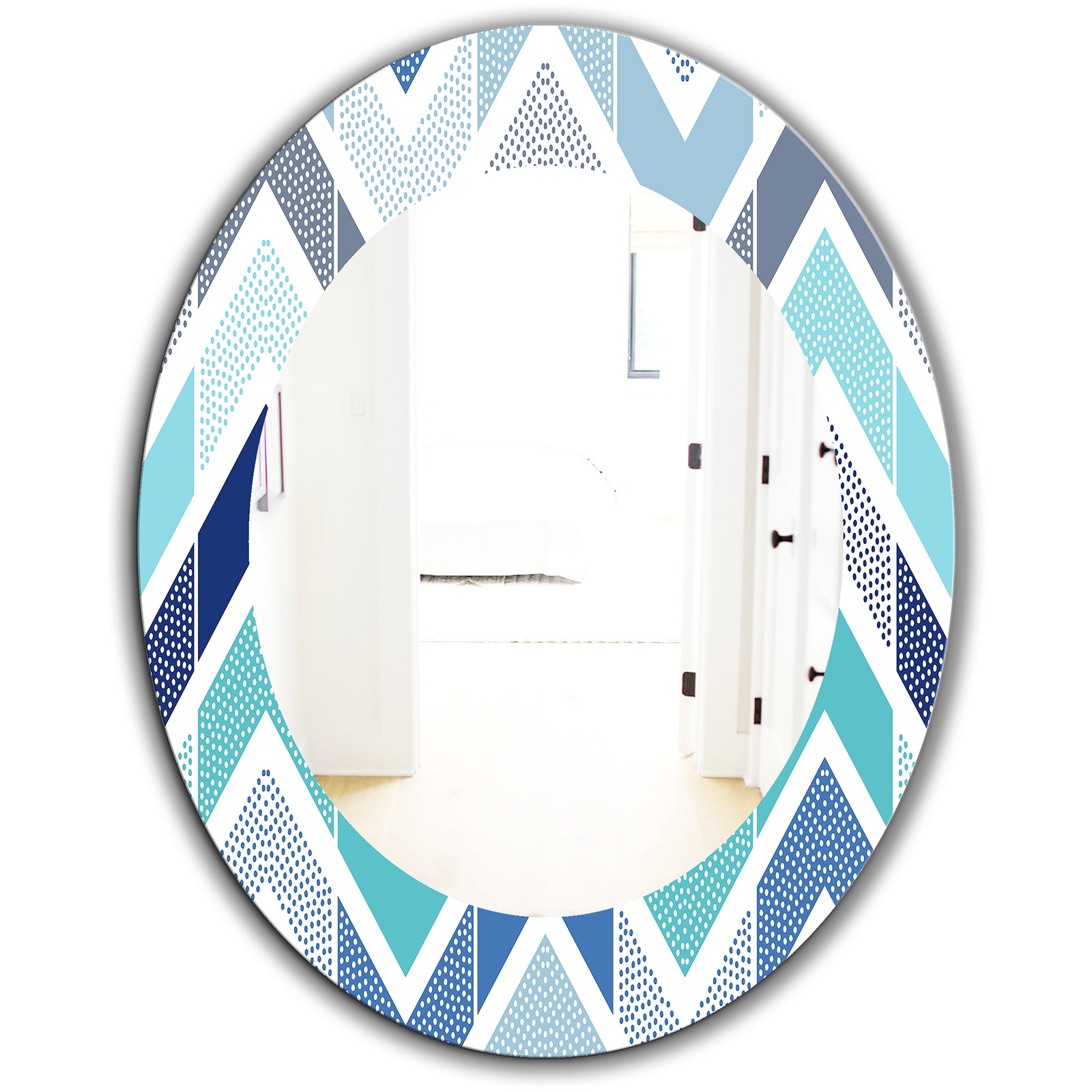 Porch & Den Del Rio Blue Dotted Geometric Pattern Frameless Mirror