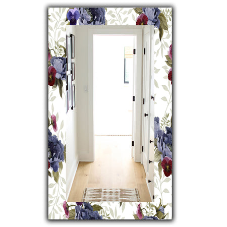 Red Peonies and Pansies Flowers - Traditional Mirror - Wall Mirror