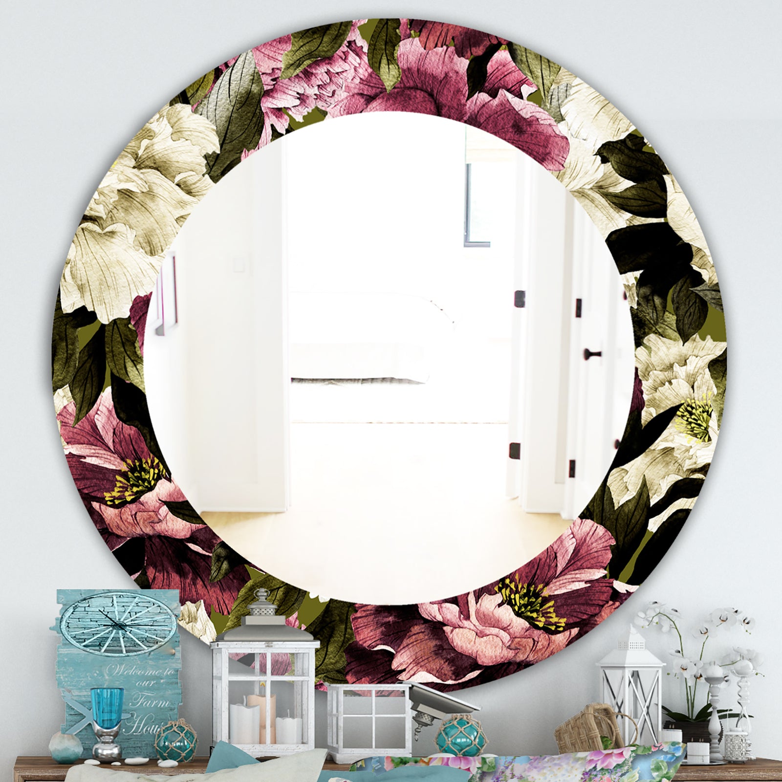 Obsidian Bloom 19 - Traditional Mirror - Oval or Round Wall Mirror