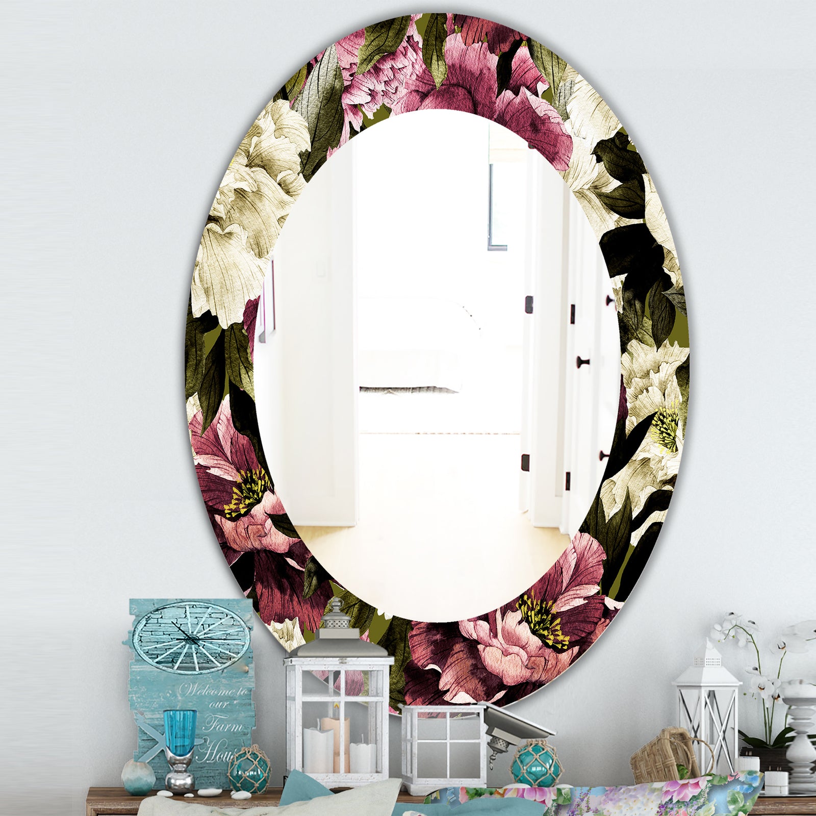 Obsidian Bloom 19 - Traditional Mirror - Oval or Round Wall Mirror