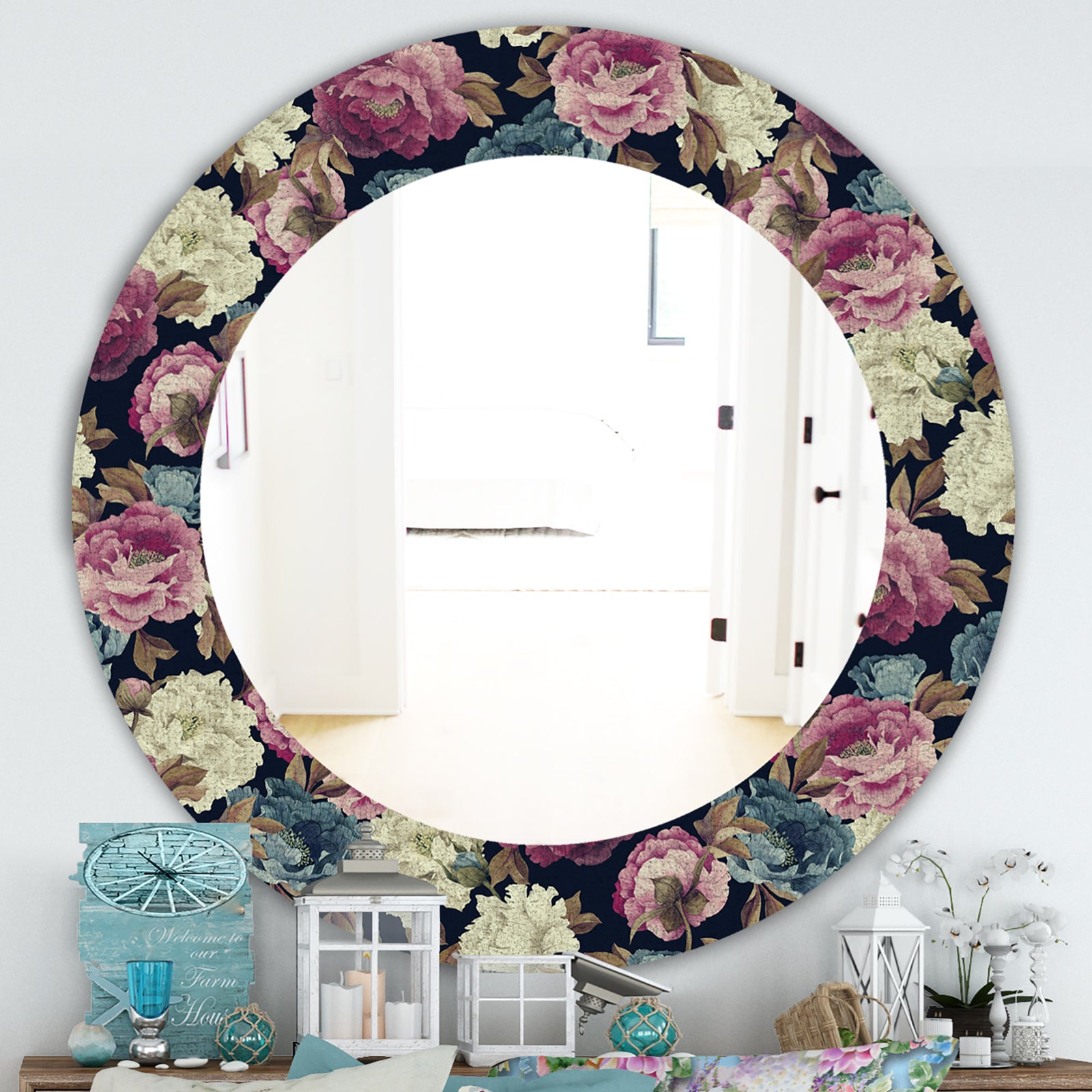 Obsidian Bloom 20 - Traditional Mirror - Oval or Round Wall Mirror