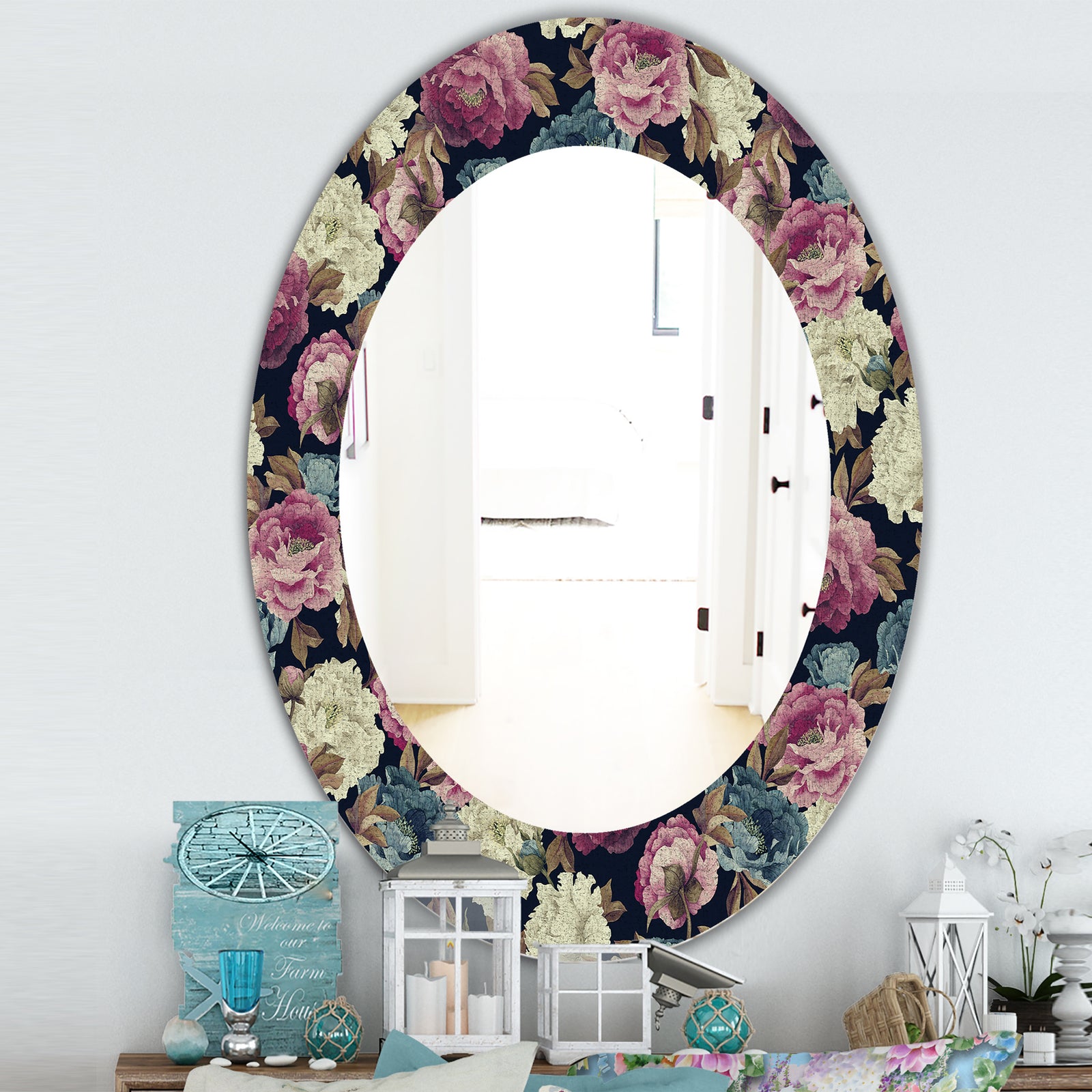 Obsidian Bloom 20 - Traditional Mirror - Oval or Round Wall Mirror