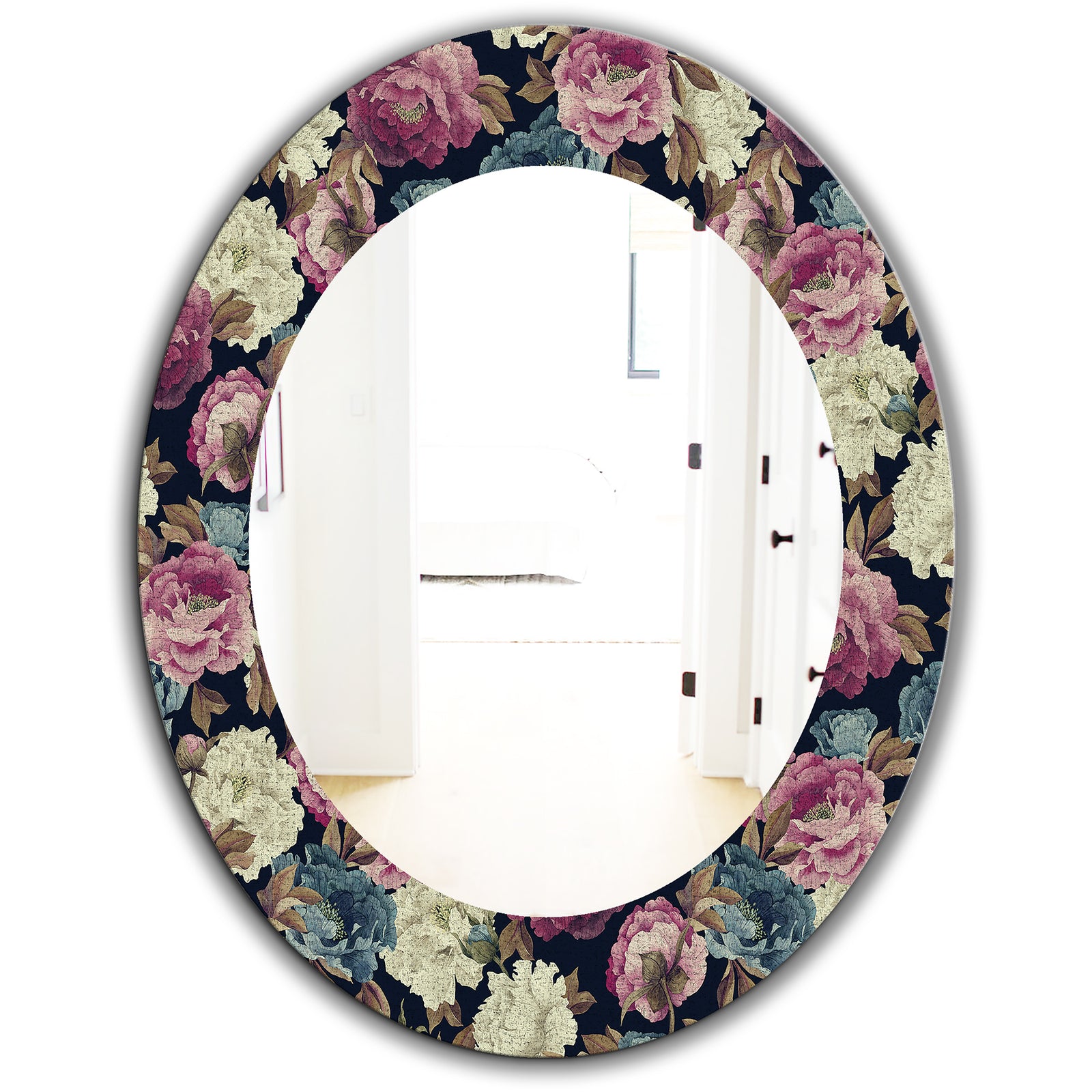 Obsidian Bloom 20 - Traditional Mirror - Oval or Round Wall Mirror