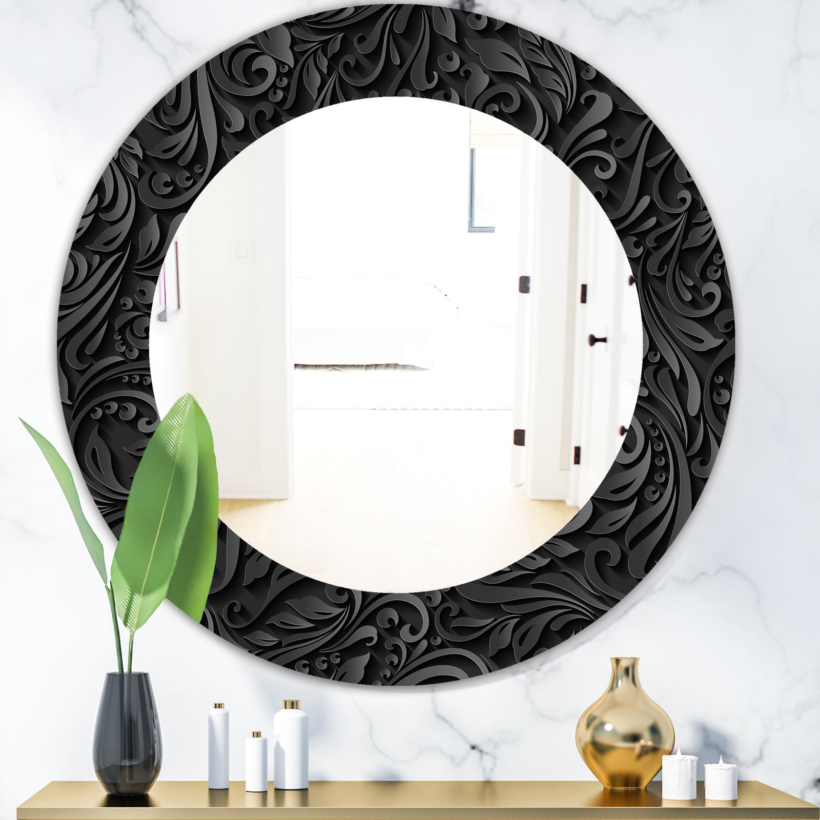 Obsidian Impressions 10 - Modern Mirror - Oval or Round Wall Mirror