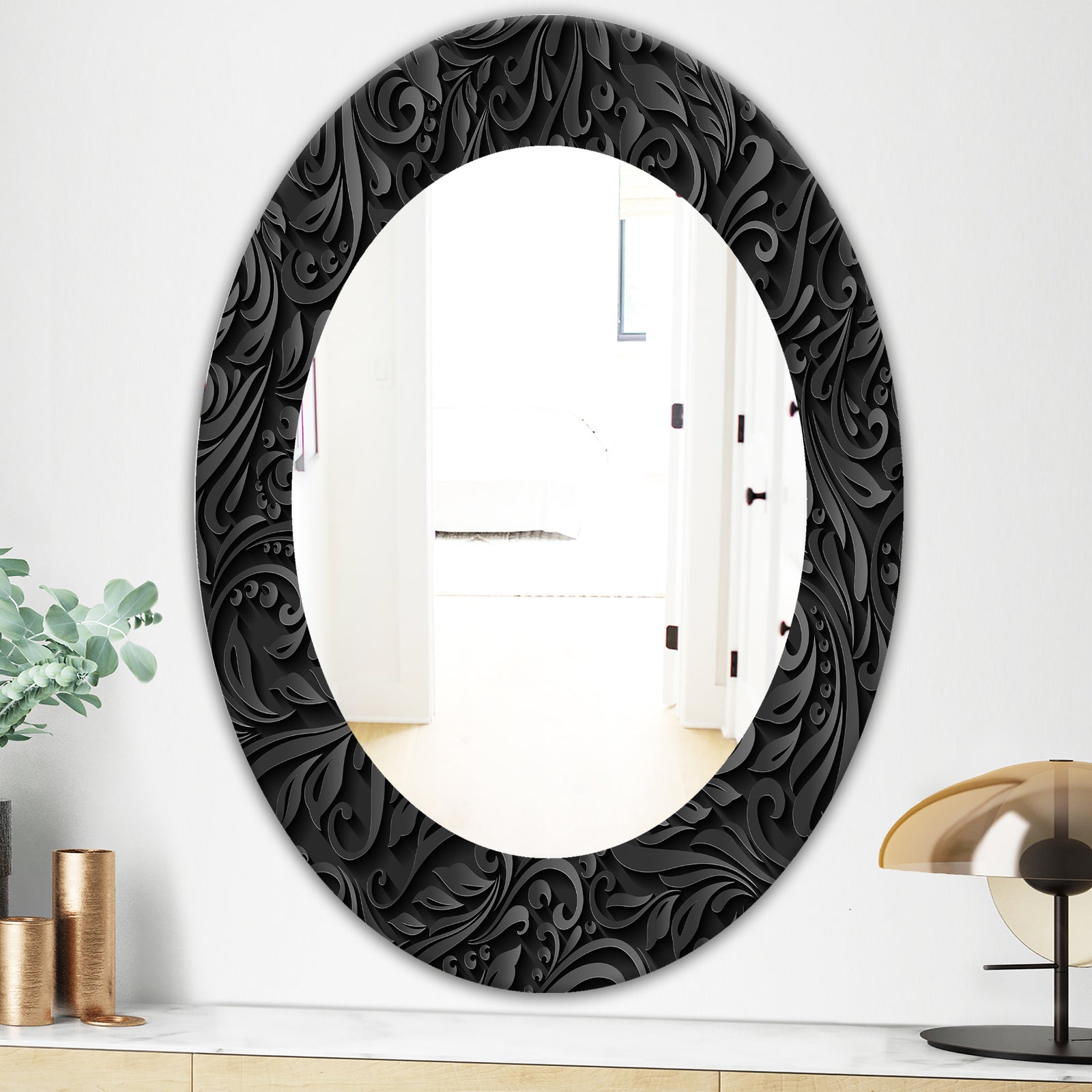 Obsidian Impressions 10 - Modern Mirror - Oval or Round Wall Mirror