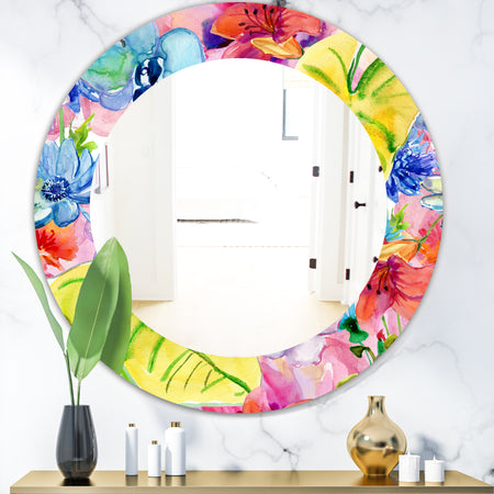Pink Blossom 41 - Bohemian and Eclectic Mirror - Oval or Round Wall Mirror