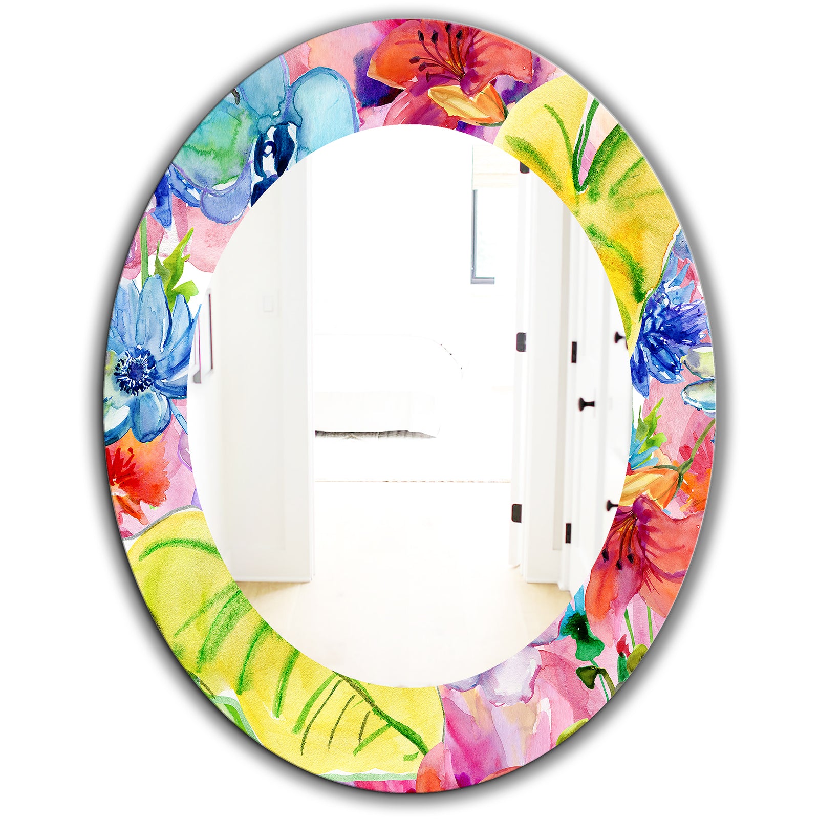 Pink Blossom 41 - Bohemian and Eclectic Mirror - Oval or Round Wall Mirror