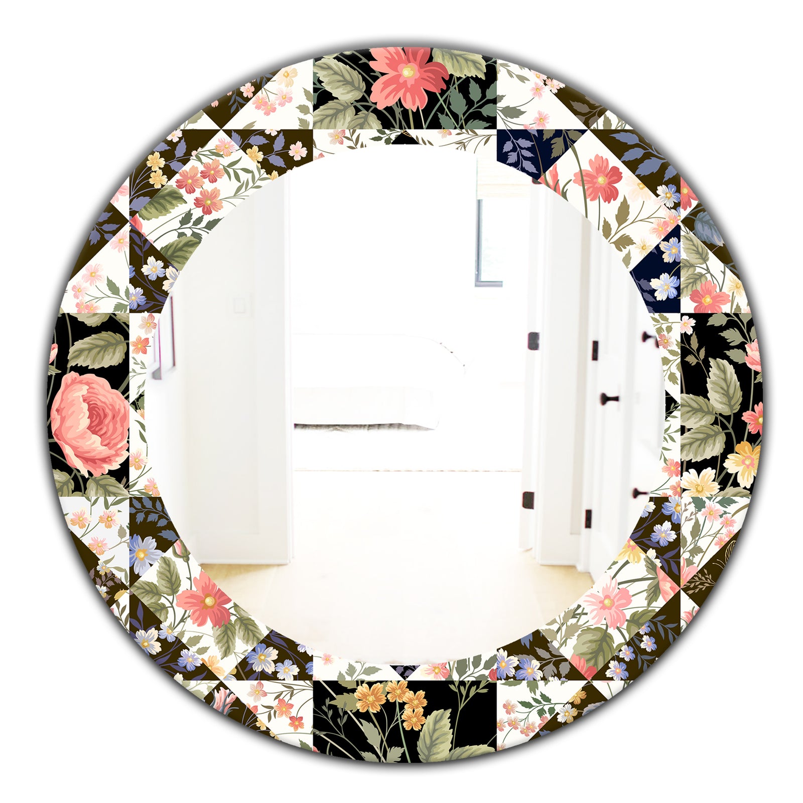 Obsidian Bloom 22 - Traditional Mirror - Oval or Round Wall Mirror