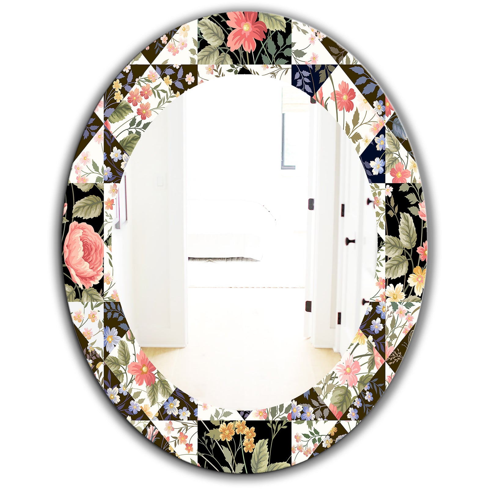 Obsidian Bloom 22 - Traditional Mirror - Oval or Round Wall Mirror