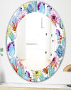 Blossoming Cactus With Tropical Flower - Bohemian and Eclectic Mirror - Oval or Round Wall Mirror