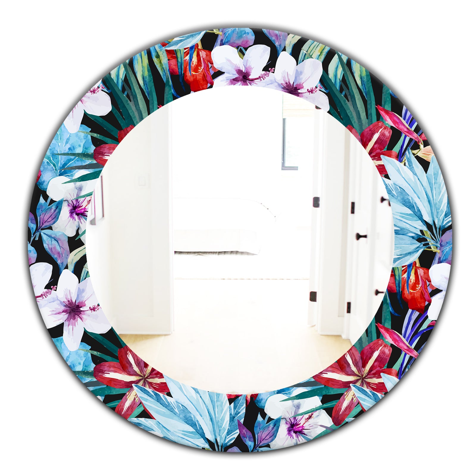 Obsidian Bloom 23 - Bohemian and Eclectic Mirror - Oval or Round Wall Mirror