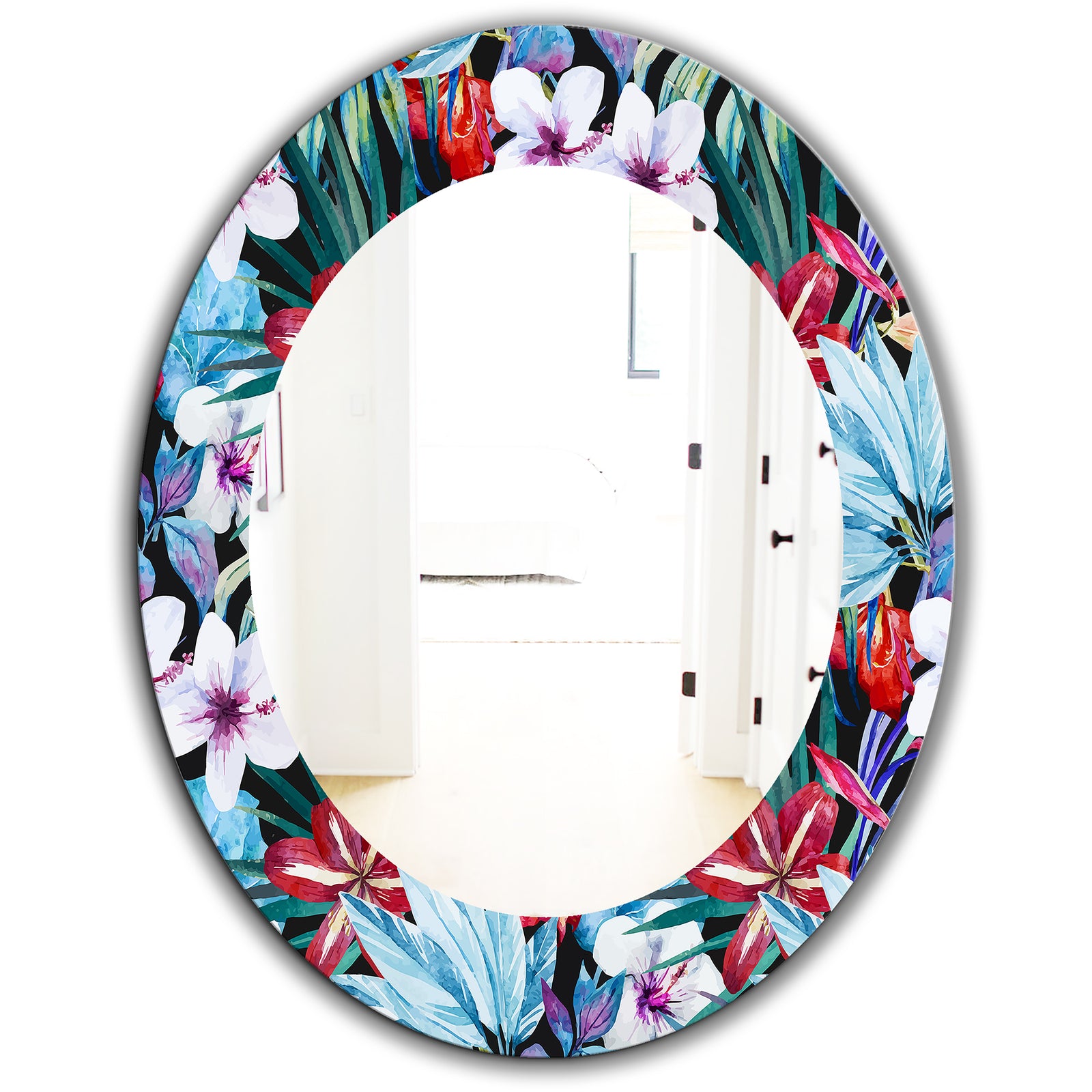 Obsidian Bloom 23 - Bohemian and Eclectic Mirror - Oval or Round Wall Mirror