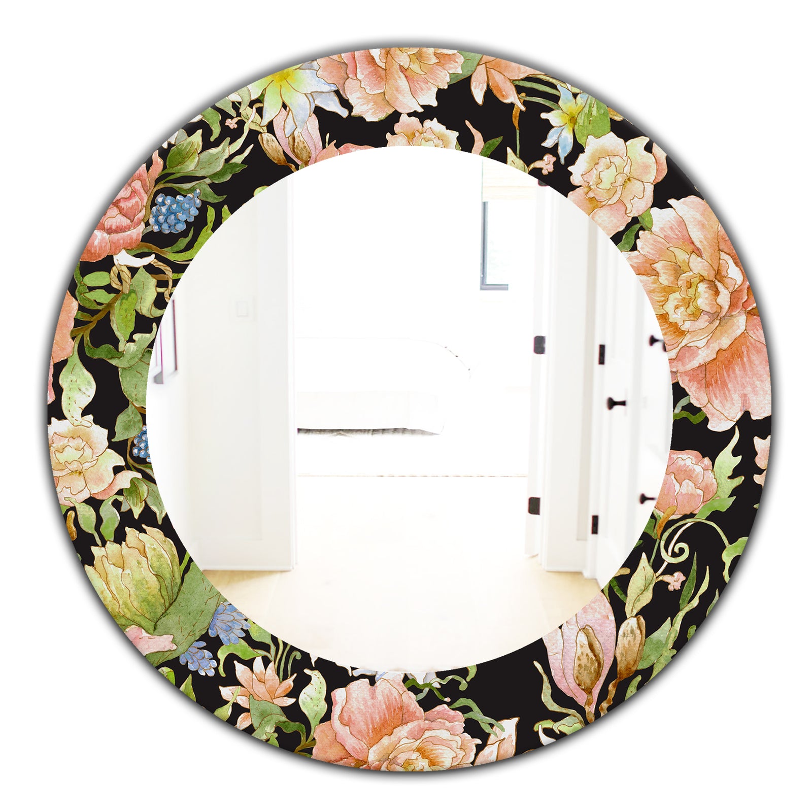 Obsidian Bloom 24 - Traditional Mirror - Oval or Round Wall Mirror