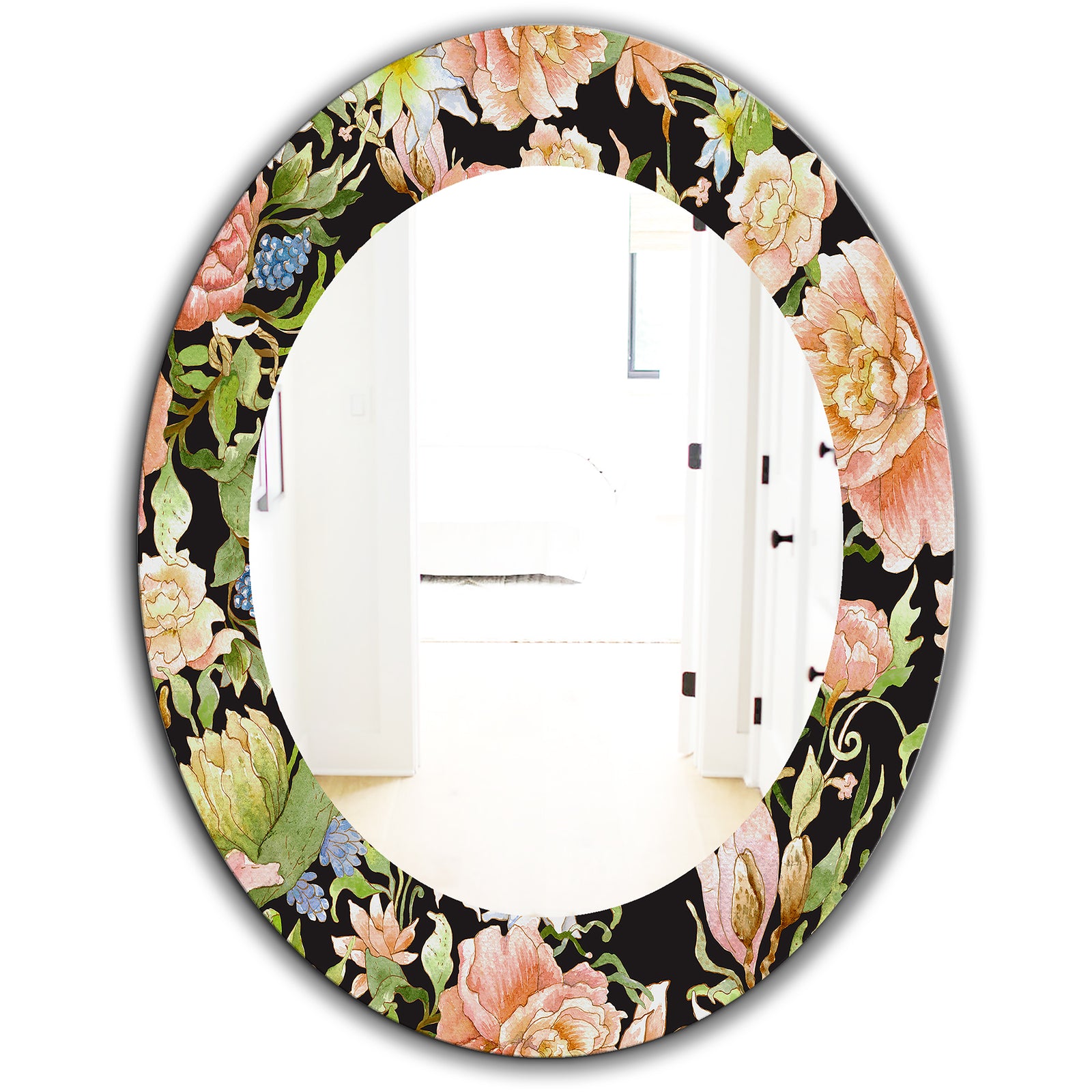 Obsidian Bloom 24 - Traditional Mirror - Oval or Round Wall Mirror