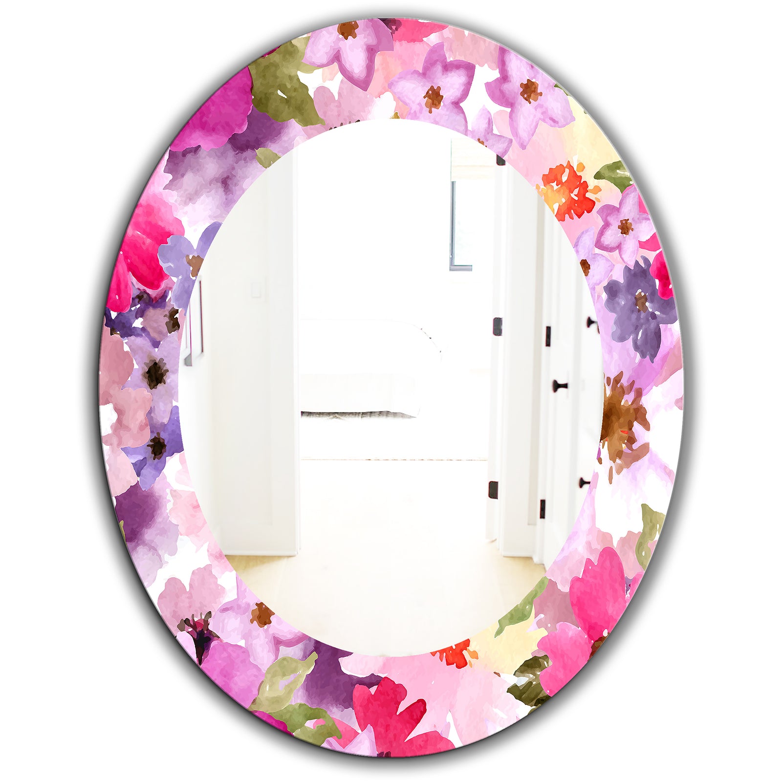Pink Blossom 44 - Traditional Mirror - Oval or Round Wall Mirror