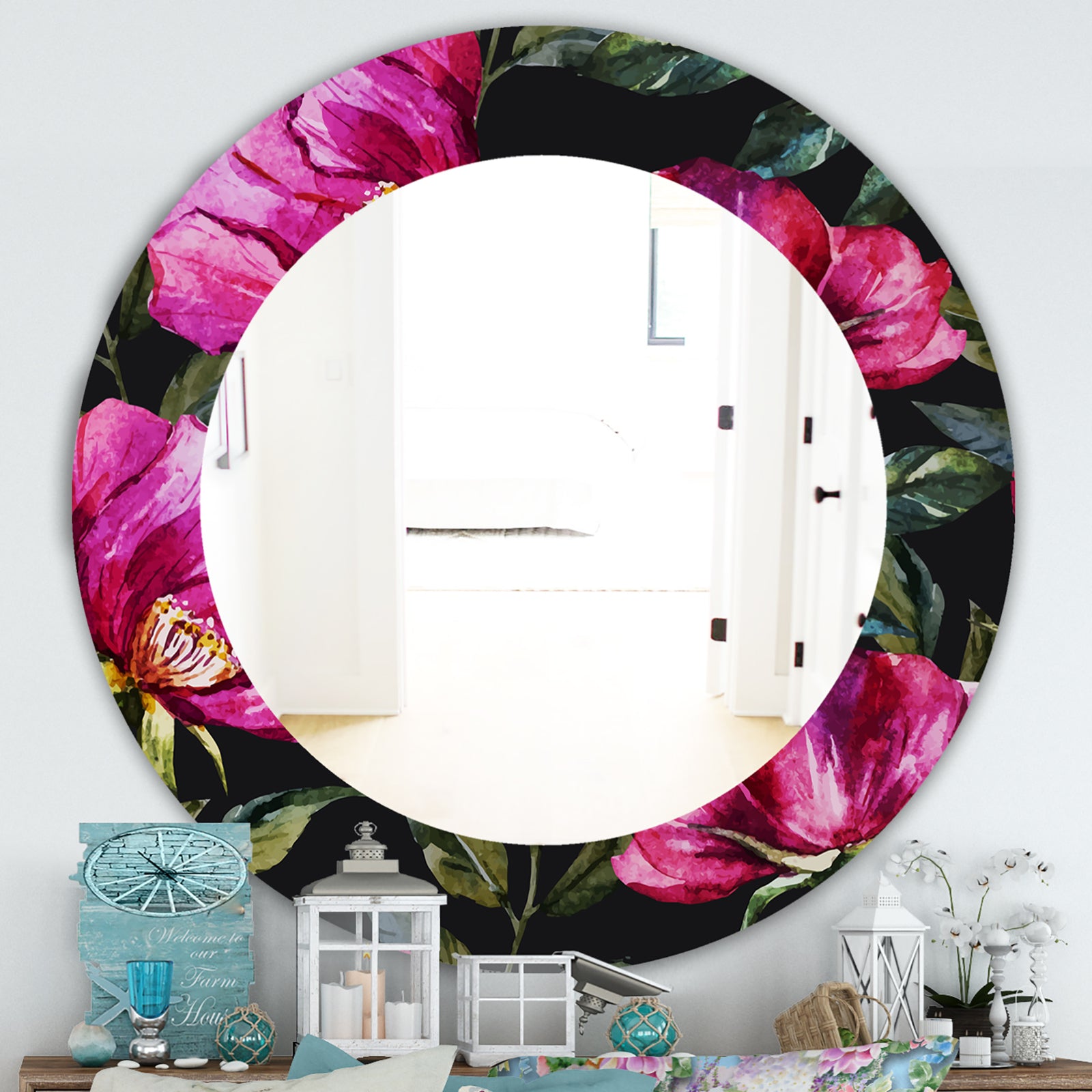 Obsidian Bloom 25 - Traditional Mirror - Oval or Round Wall Mirror
