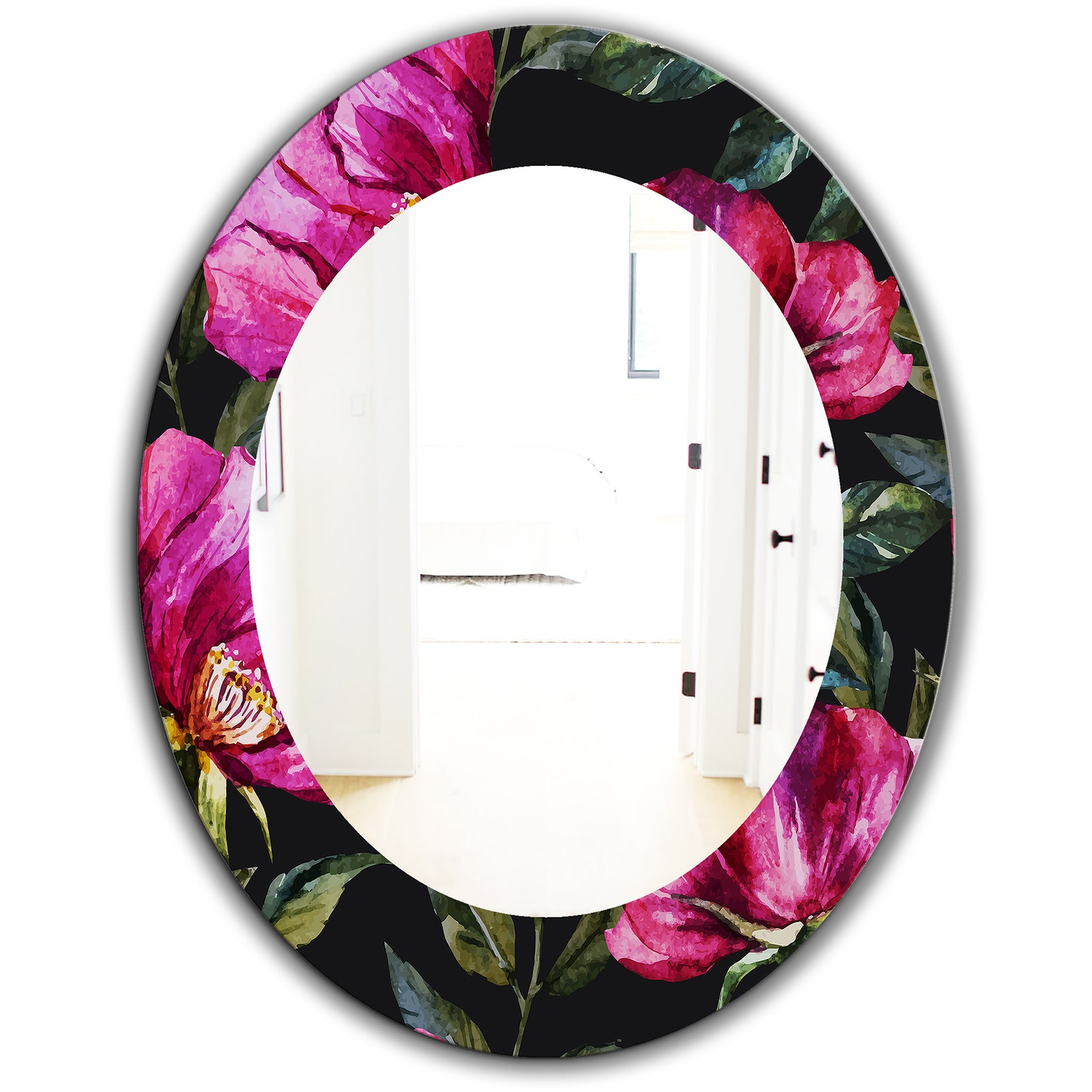 Obsidian Bloom 25 - Traditional Mirror - Oval or Round Wall Mirror