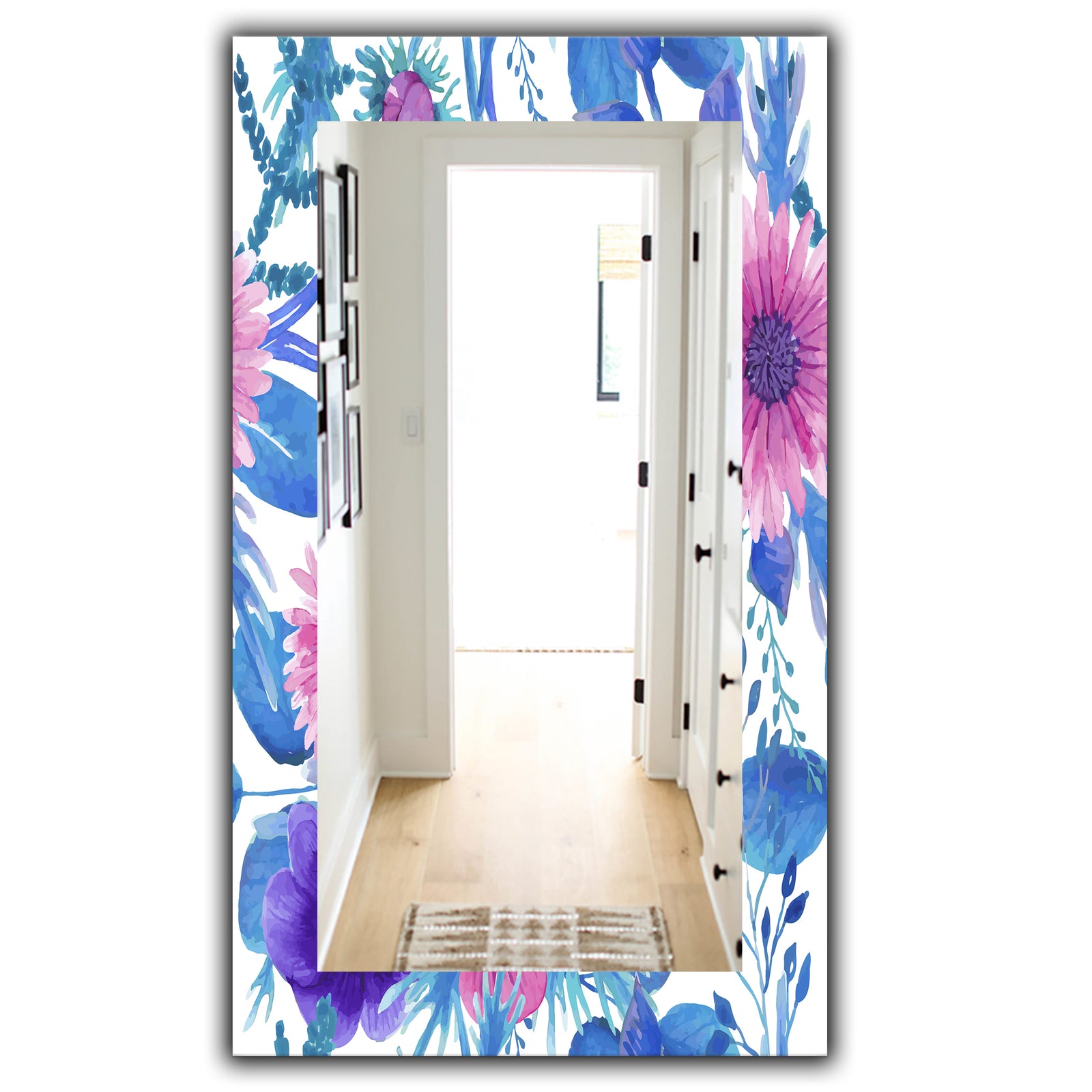 Purple Bloom 6 - Traditional Mirror - Frameless Wall Mirror