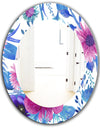 Purple Bloom 6 - Traditional Bathroom Mirror - Frameless Oval or Round Wall Mirror