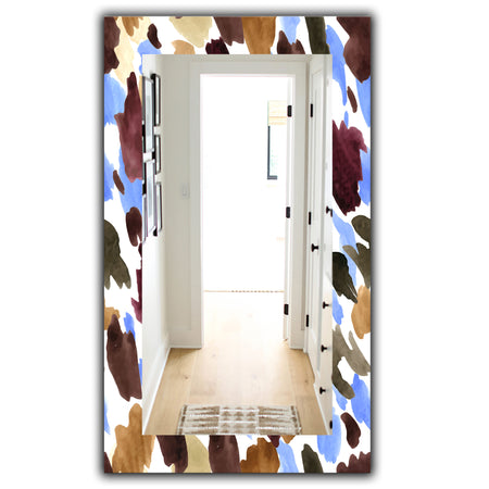 Burgundy Blue and Brown Leopard - Modern Mirror - Vanity Mirror