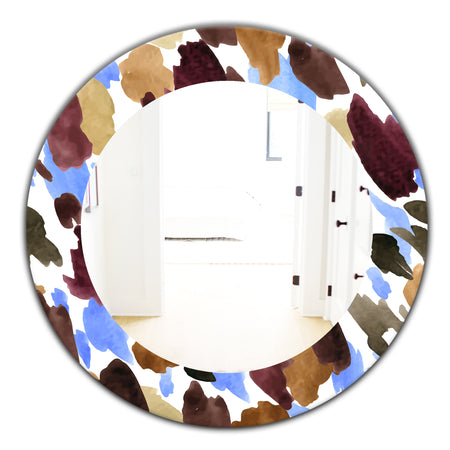 Burgundy Blue and Brown Leopard - Modern Mirror - Oval or Round Wall Mirror
