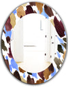 Burgundy Blue and Brown Leopard - Modern Mirror - Oval or Round Wall Mirror