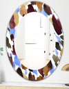 Burgundy Blue and Brown Leopard - Modern Mirror - Oval or Round Wall Mirror