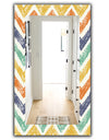 Retro Chevron In Orange Blue and Yellow - Bohemian and Eclectic Mirror - Frameless Modern Wall Mirror