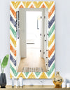 Retro Chevron In Orange Blue and Yellow - Bohemian and Eclectic Mirror - Frameless Modern Wall Mirror