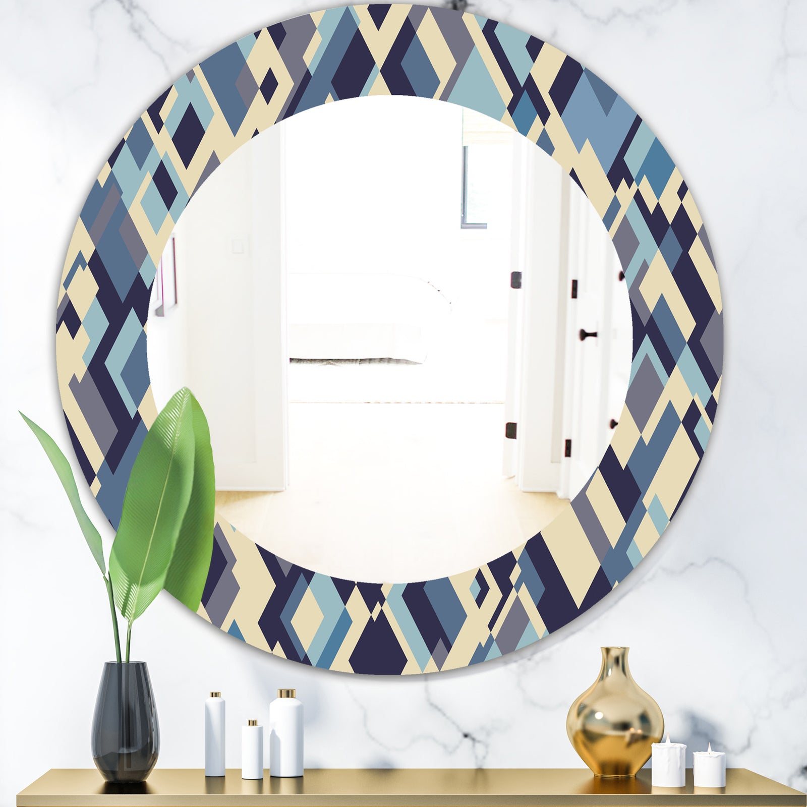 Triangular Colourfields 32 - Modern Mirror - Oval or Round Wall Mirror