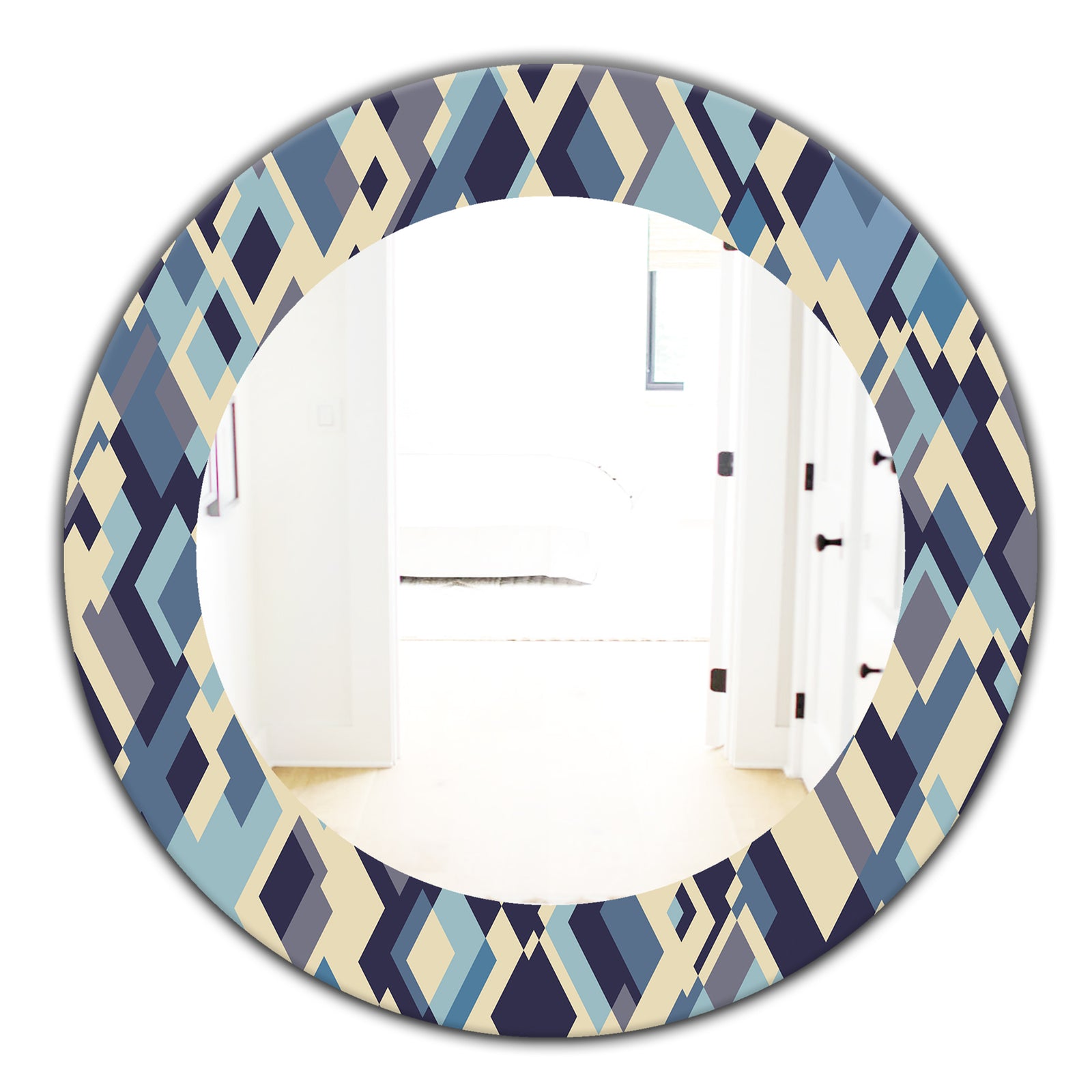 Triangular Colourfields 32 - Modern Mirror - Oval or Round Wall Mirror