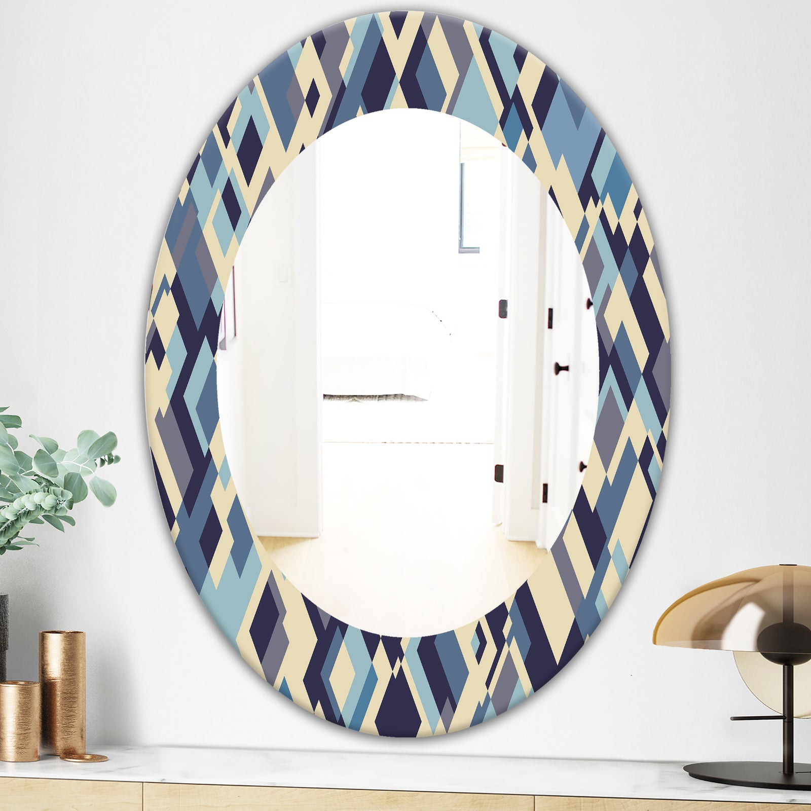 Triangular Colourfields 32 - Modern Mirror - Oval or Round Wall Mirror